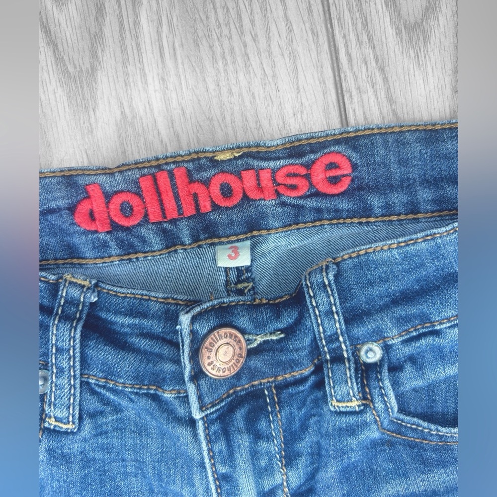 DOLLHOUSE Women’s Blue Distressed Denim Shorts - Picture 7 of 11